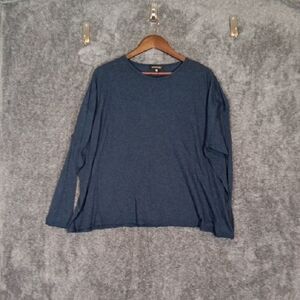 Eskandar Long Sleeve Double Edge Scoop Neck Pima Cotton Tee Size 6-8